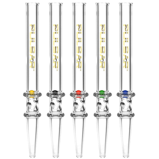 5PC BUNDLE - Pulsar Quartz Dab Straw w/ Spin Pearl - 6"/Asst Colors