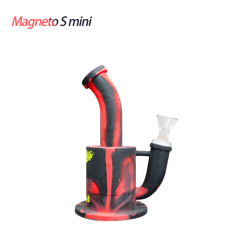 Experience Safety and Durability with Waxmaid Magneto S Mini Silicone Water Pipe - Black Red