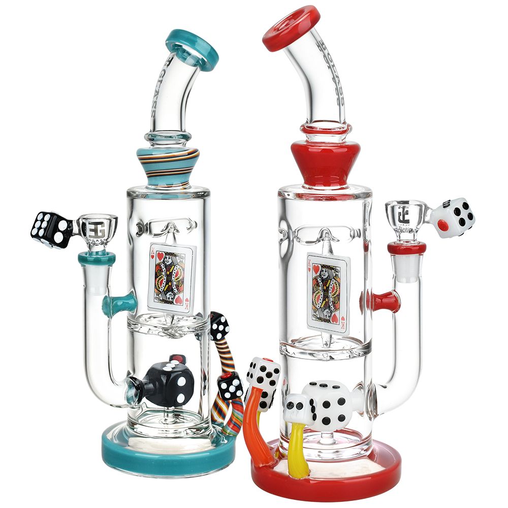 EG Glass Casino Glass Water Pipe - 11" / 14mm F / Colors Vary