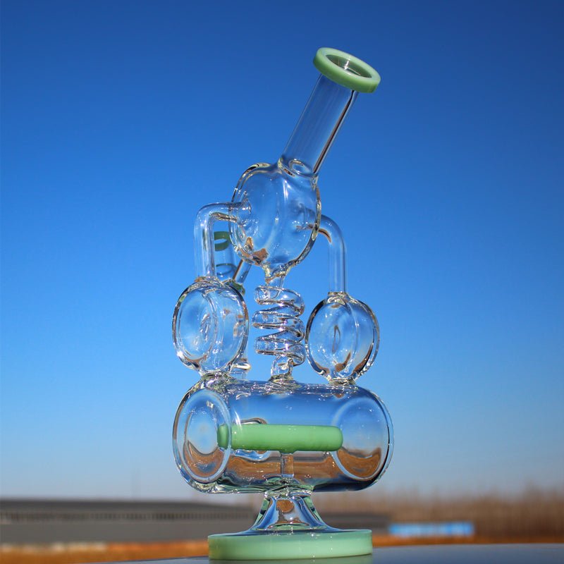 12.5" Recycler Style Inline Perc Water Pipe w/ Spring Body - The DopeSpot.Store