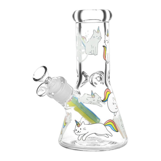 Pulsar Caticorns Design Glass Beaker Water Pipe - 8" / 14mm F