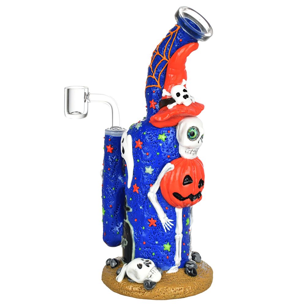 Frightening Fiesta Enamel on Glow in The Dark Glass Dab Rig - 9.5"