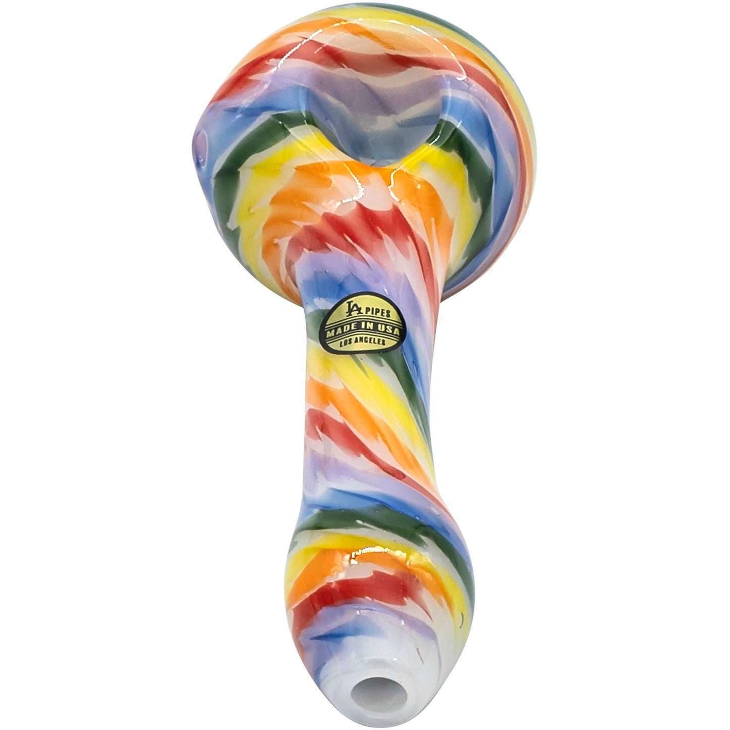 LA Pipes Rainbow Tie-Dye Glass Spoon Pipe on White