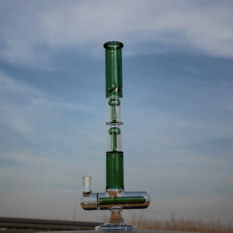 18" Inline and Dual Arm Percolated Glass Water Pipe - The DopeSpot.Store