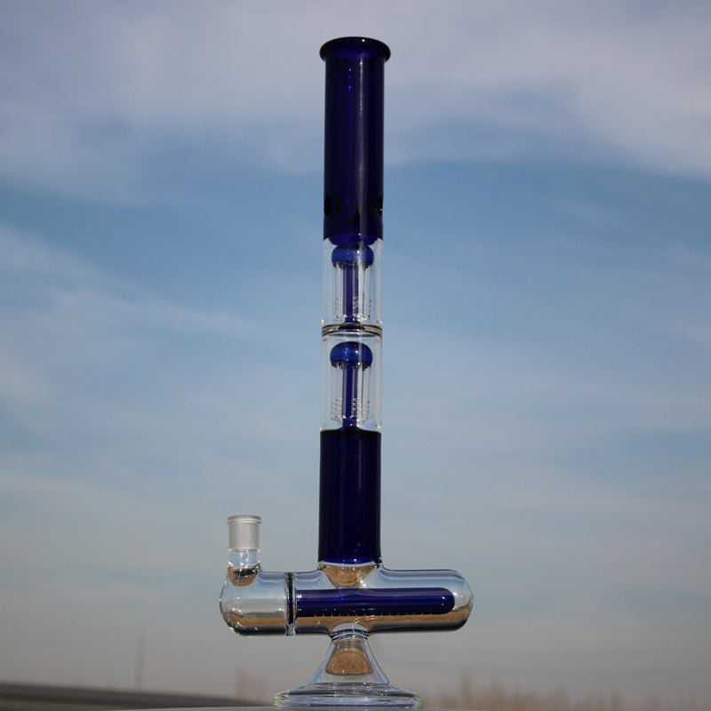 18" Inline and Dual Arm Percolated Glass Water Pipe - The DopeSpot.Store