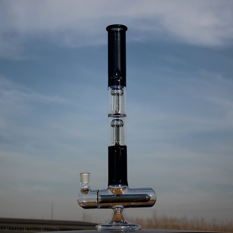 18" Inline and Dual Arm Percolated Glass Water Pipe - The DopeSpot.Store