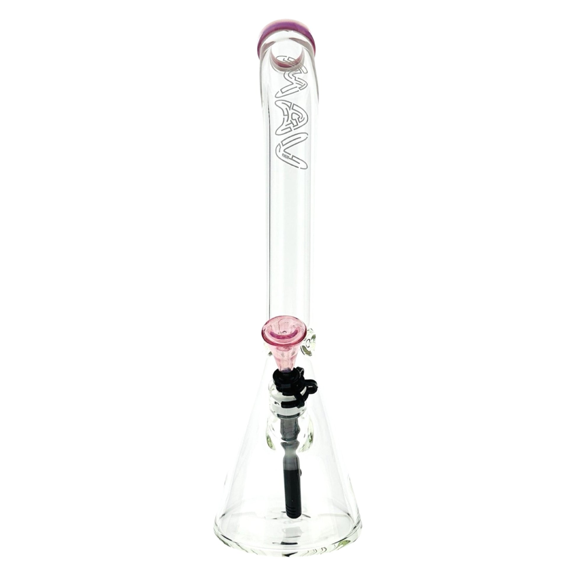 18" x 9mm  Bent Neck Beaker Bong MAV Maze Accented