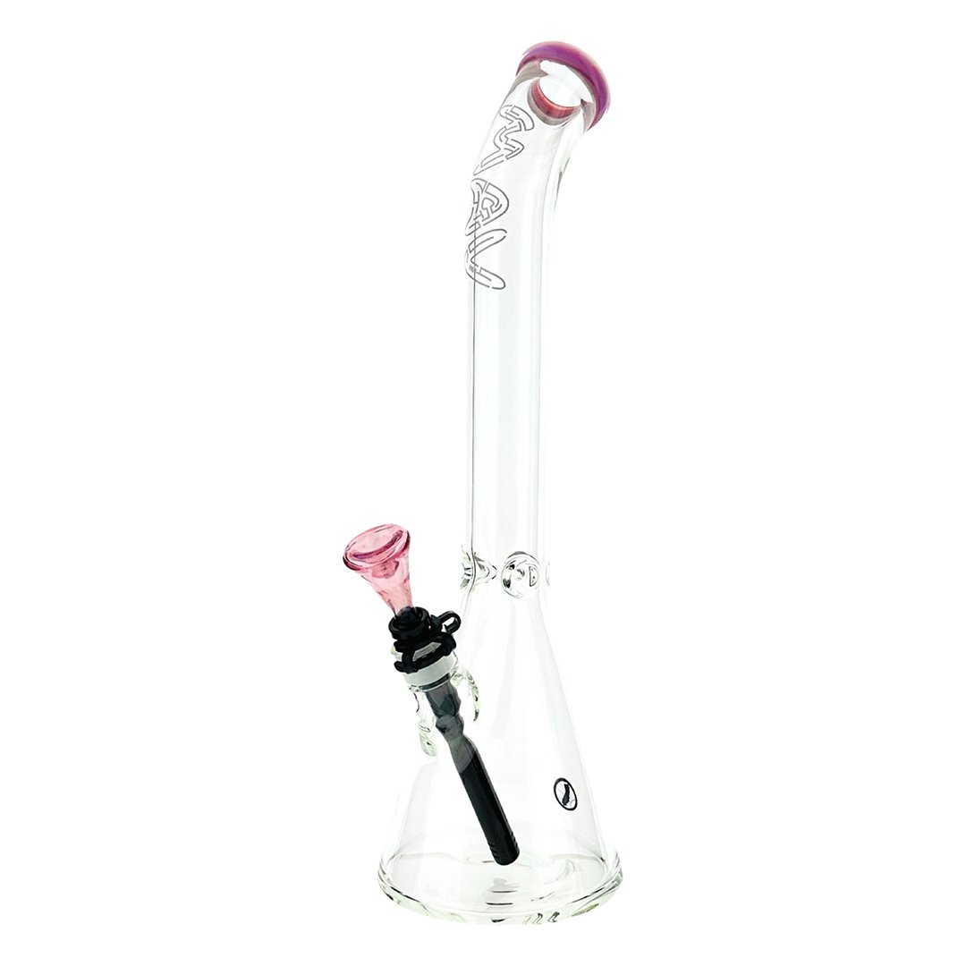 18" x 9mm  Bent Neck Beaker Bong MAV Maze Accented