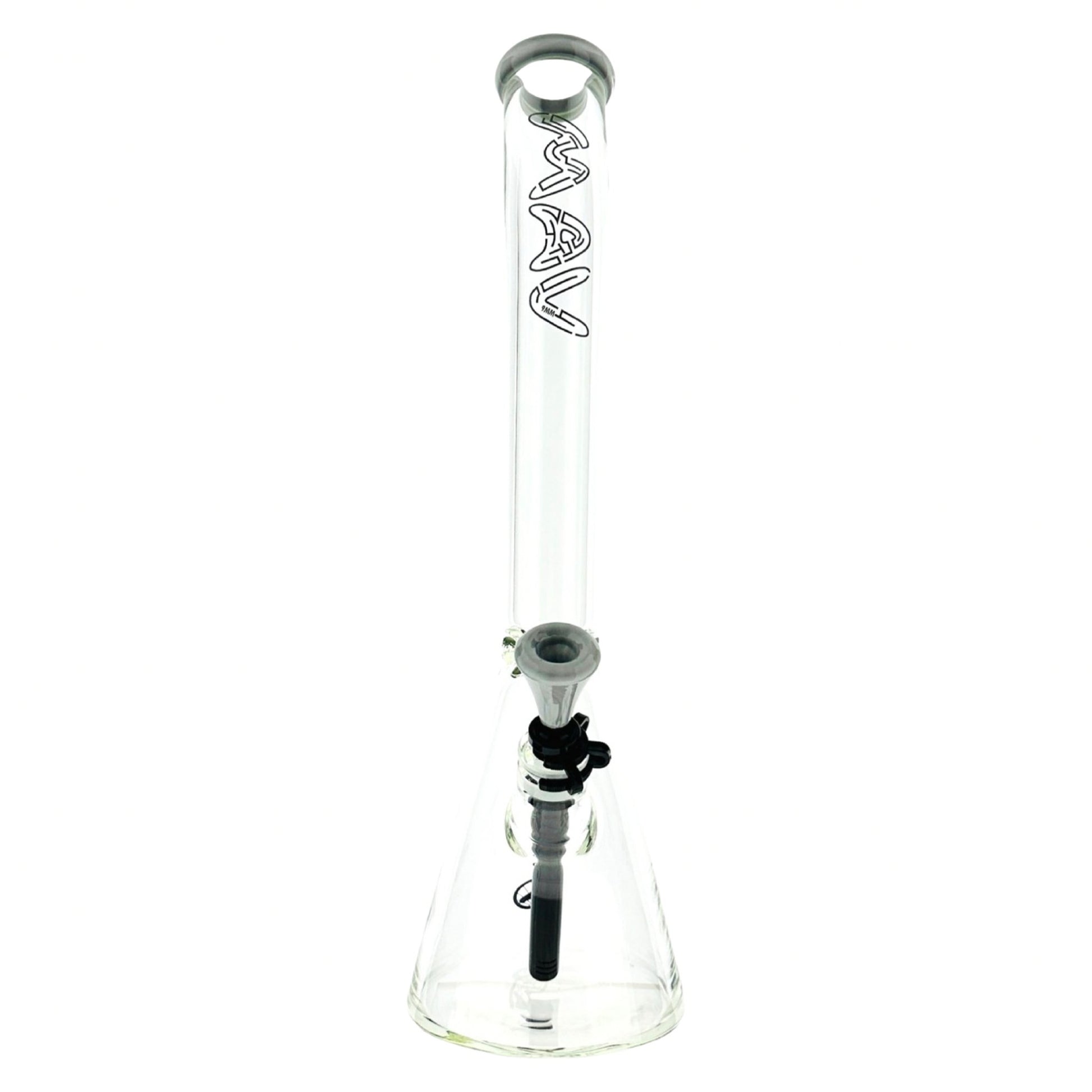 18" x 9mm  Bent Neck Beaker Bong MAV Maze Accented