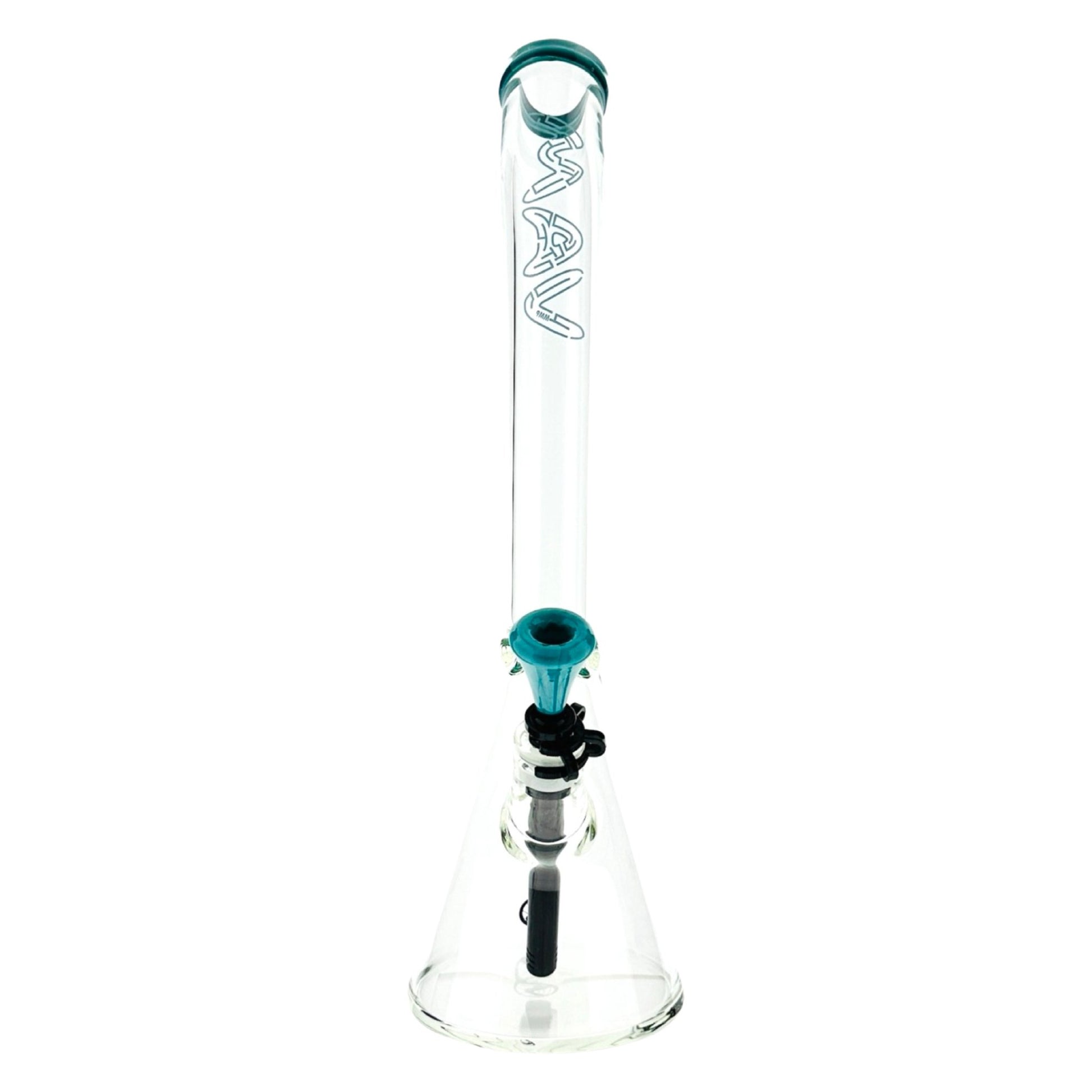 18" x 9mm  Bent Neck Beaker Bong MAV Maze Accented