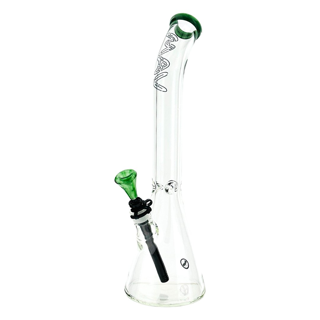 18" x 9mm  Bent Neck Beaker Bong MAV Maze Accented