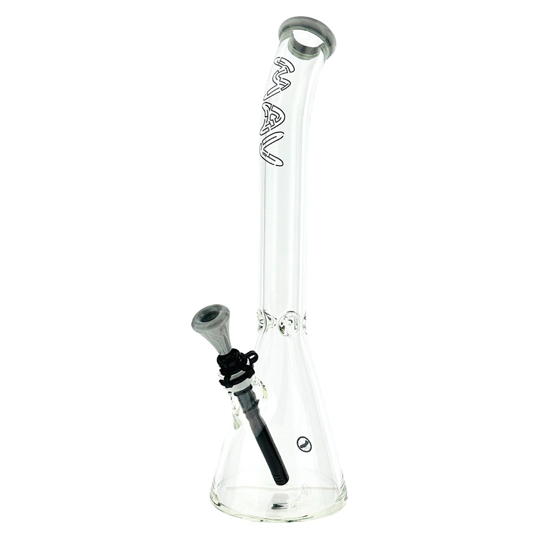 18" x 9mm  Bent Neck Beaker Bong MAV Maze Accented