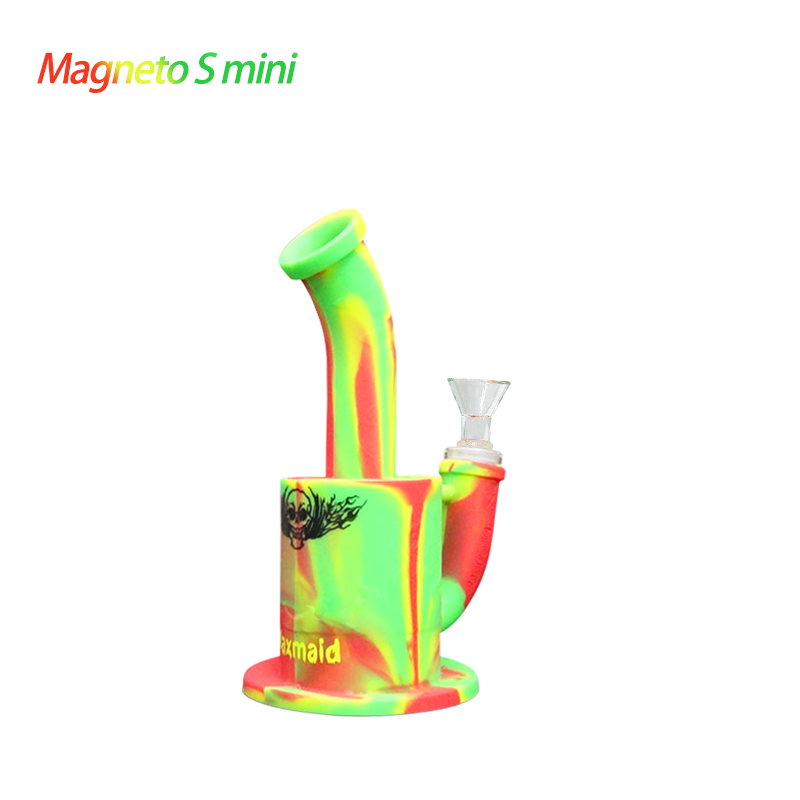 Experience Safety and Durability with Waxmaid Magneto S Mini Silicone Water Pipe - Rasta