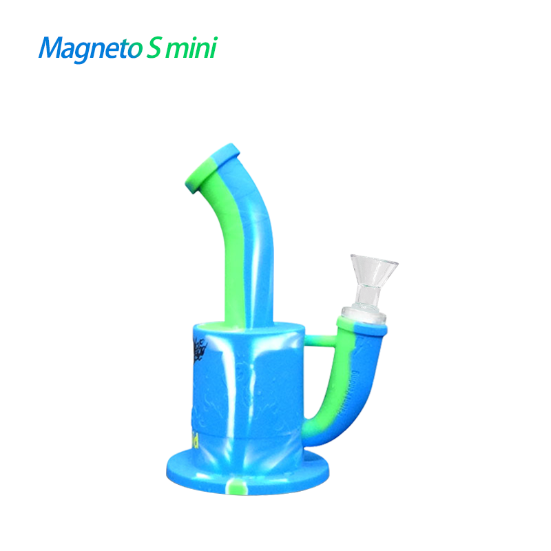 Experience Safety and Durability with Waxmaid Magneto S Mini Silicone Water Pipe - Blue White Green