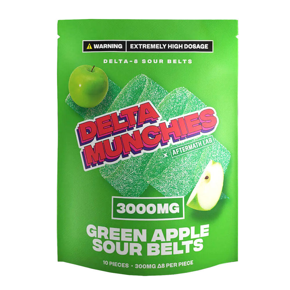 Elevate Your Experience with Delta Munchies D8 Sour Belts - Green Apple