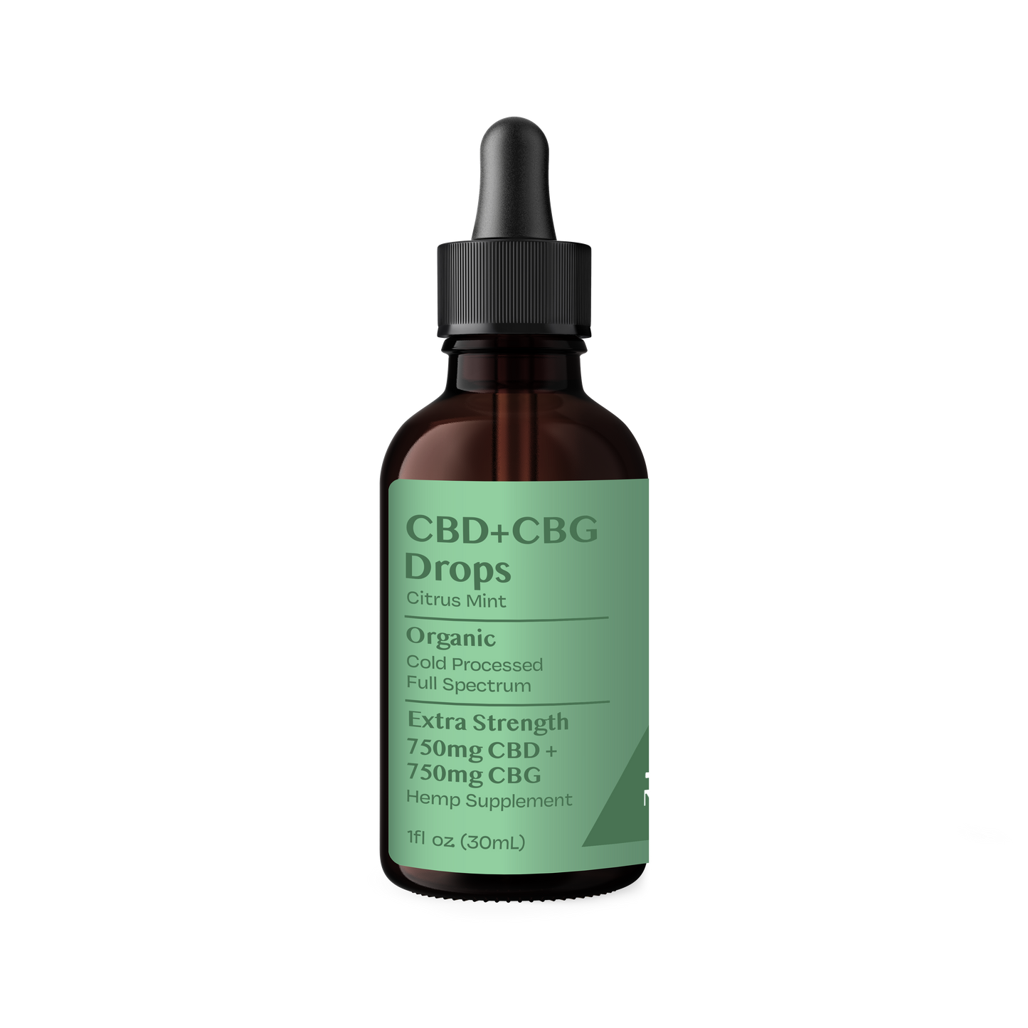 Organic CBG+CBD Drops Citrus Mint - Extra Strength 750mg+750mg