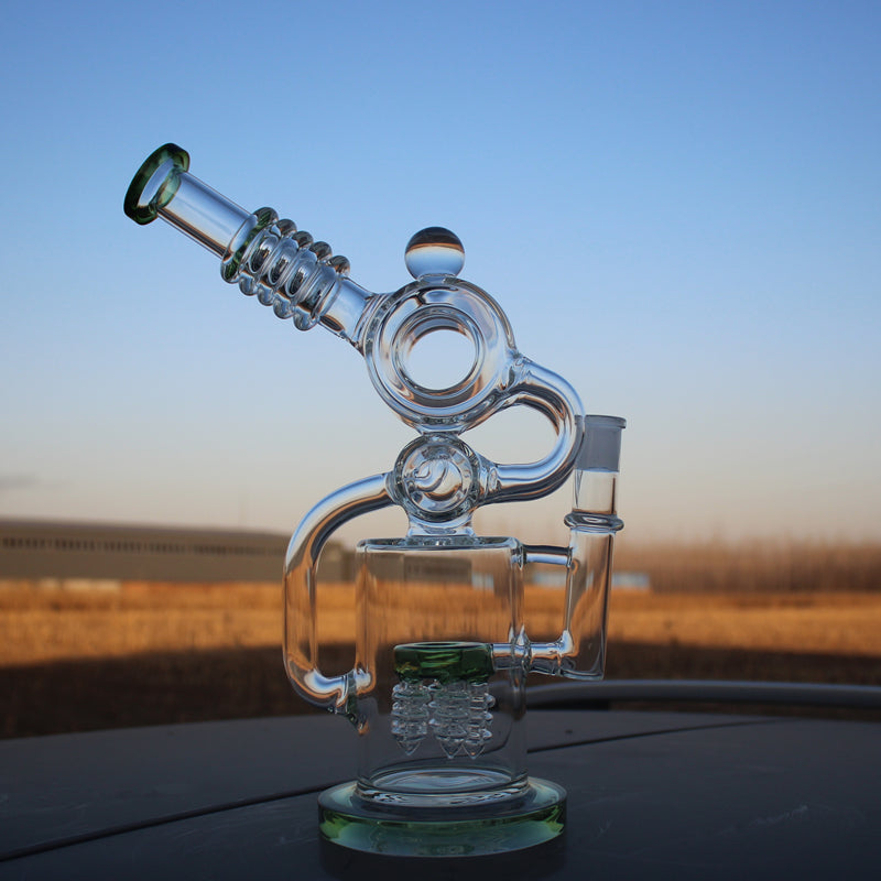 Elevate Your Smoking Experience with Our Dual Perc Recycler Style Water Pipe