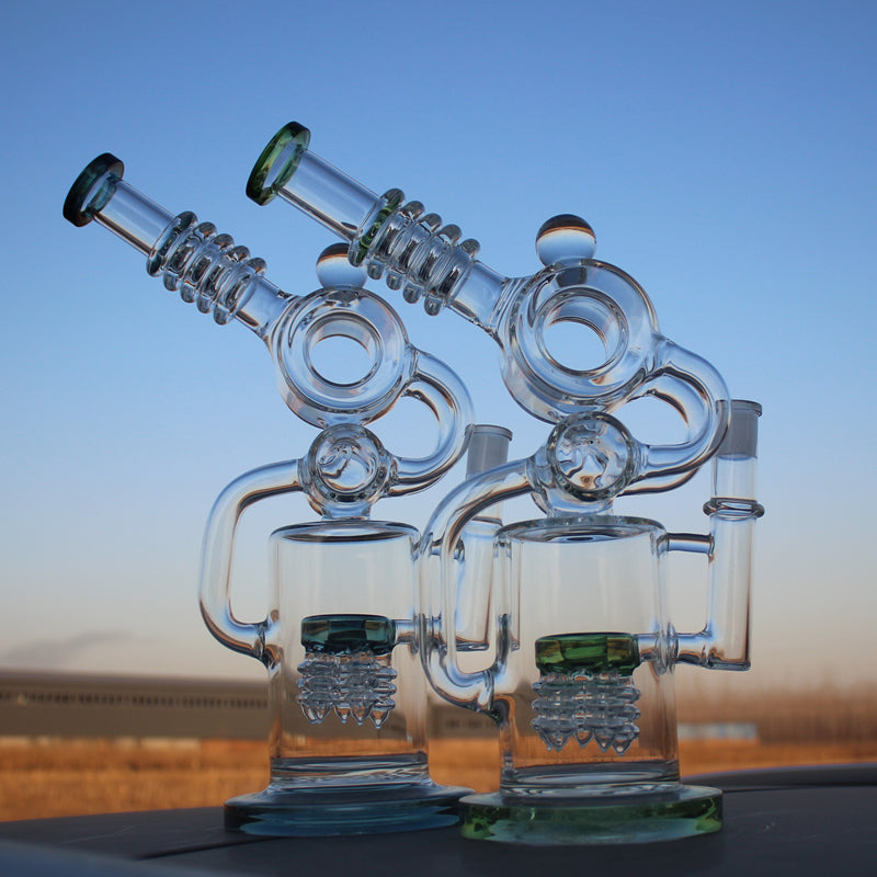 Elevate Your Smoking Experience with Our Dual Perc Recycler Style Water Pipe