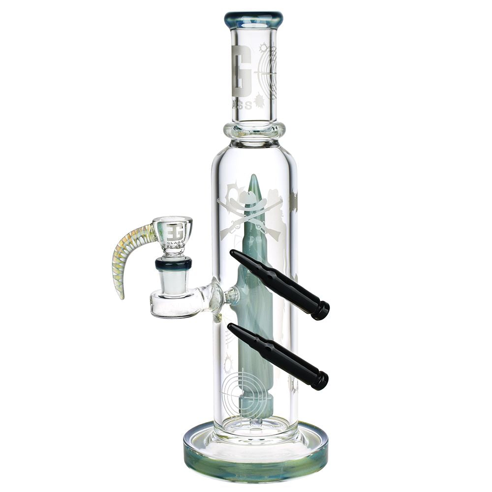 EG Glass Dual Bullet Tube Glass Water Pipe - 11.5" / 14mm F / Colors Vary