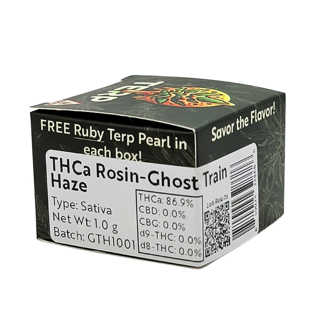 Unleash Ghost Train Haze: Premium THCa Rosin with Ruby Terp Pearl