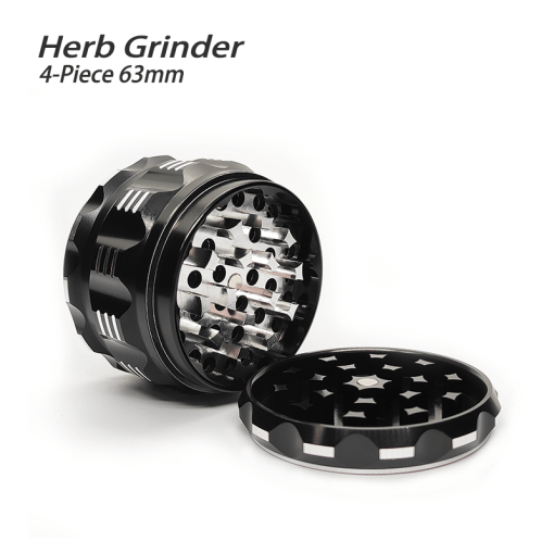 Waxmaid 4-Piece Polygon Herb Grinder Black 63mm