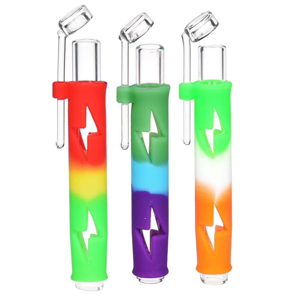 Lightning Silicone & Glass Concentrate Taster Pipe - 4.5"/ 10ct