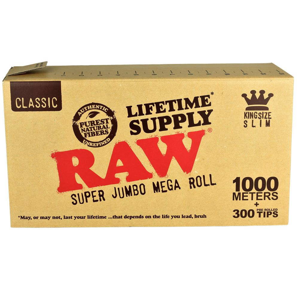 RAW Classic Super Jumbo Mega Roll -1000m/300 Tips/King Size Slim