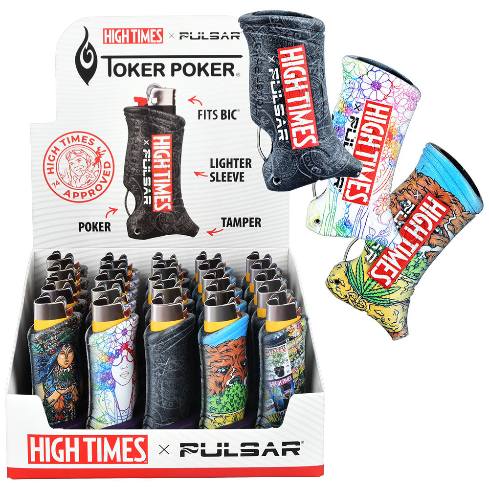 25PC DISP - High Times x Pulsar Toker Poker Lighter Sleeve - Bic / Asst Designs