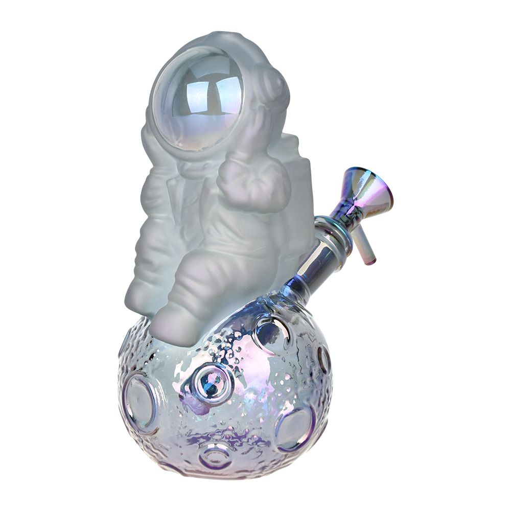 Space Man On The Moon Glass Water Pipe - 6.75" / 14mm F / Colors Vary