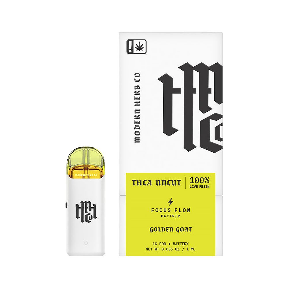 Elevate Your Experience with Modern Herb Co THCA Pod Starter Kit - Golden Goat | Focus Flow | Daytrip