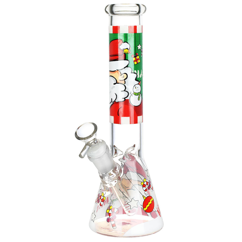 Santa Claus Themed Glass Water Pipe - 10" / 14mm F / Designs Vary