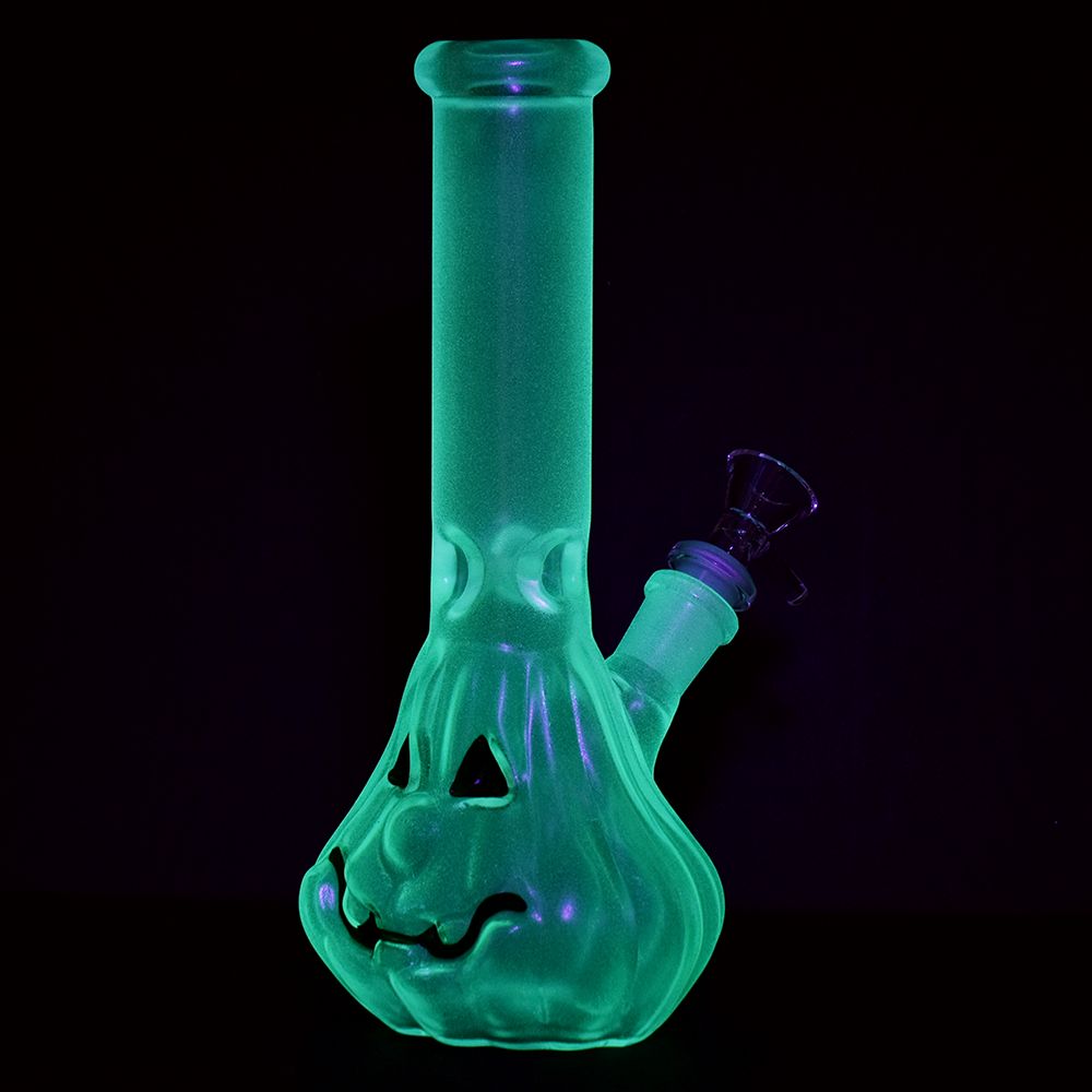 Glow In Dark Jack-O-Lantern Glass Bong - 9.25" / 14mm F