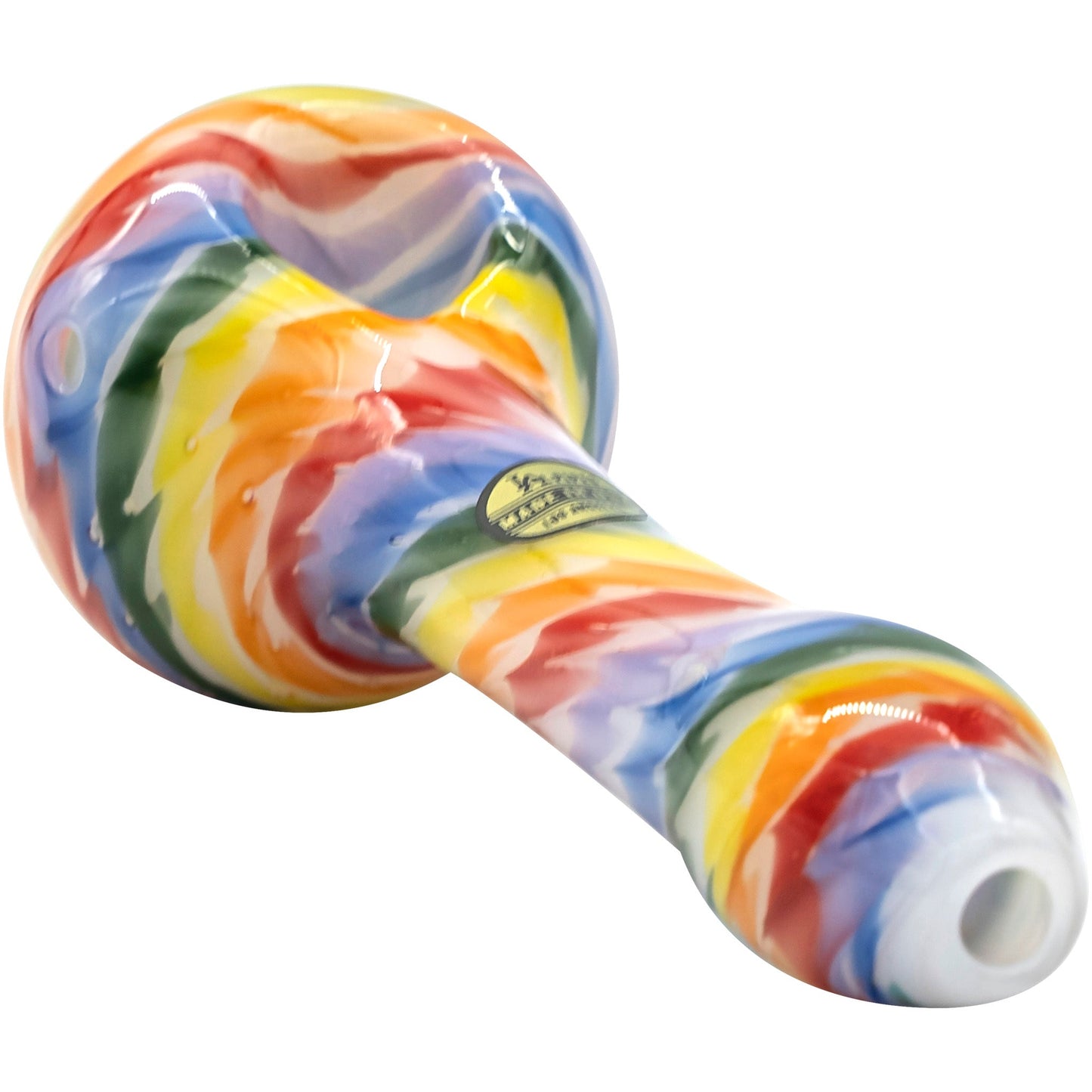 LA Pipes Rainbow Tie-Dye Glass Spoon Pipe on White