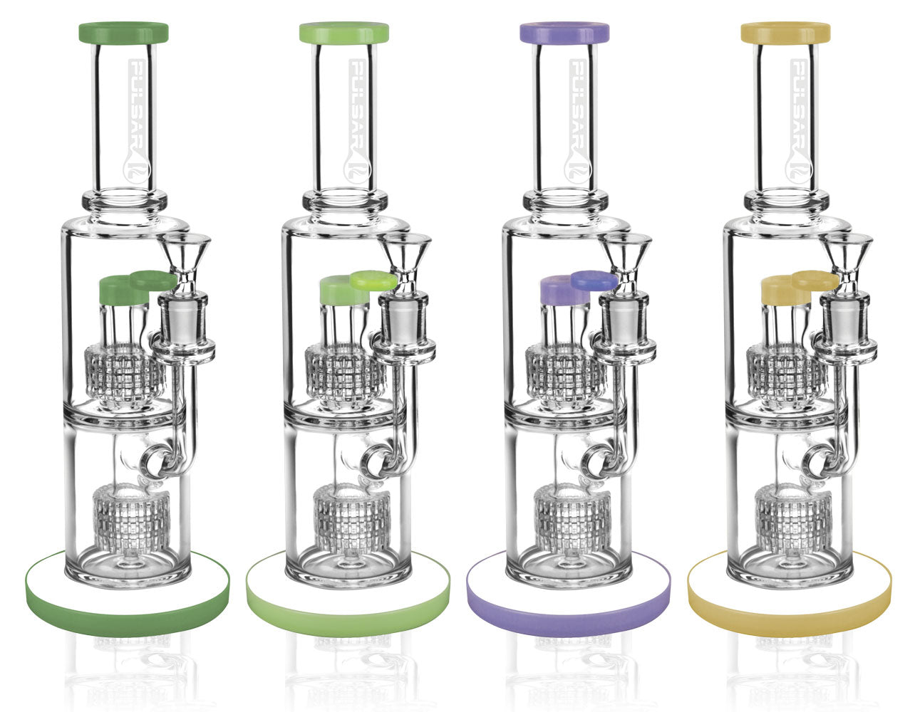 Pulsar Dual Matrix Perc Waterpipe - 11.75" / 14mm F / Colors Vary