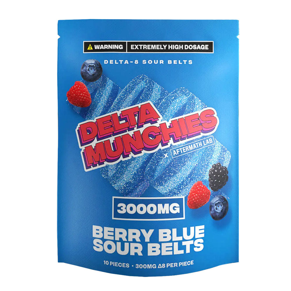 Elevate Your Experience with Delta Munchies D8 Sour Belts - Berry Blue