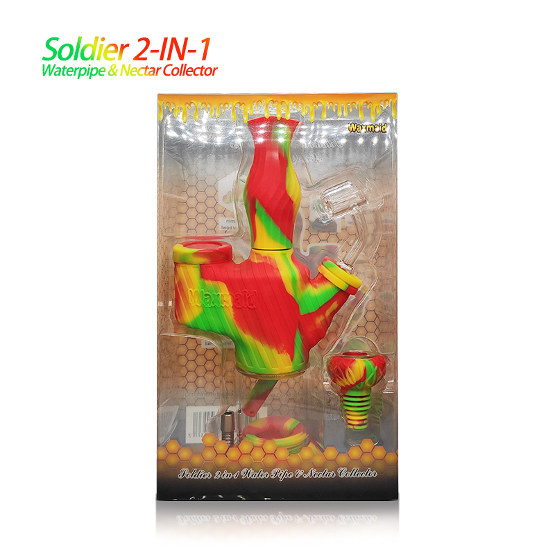 Unleash Durability with the Soldier 2 in 1 Nectar Collector&Water Pipe - Rasta