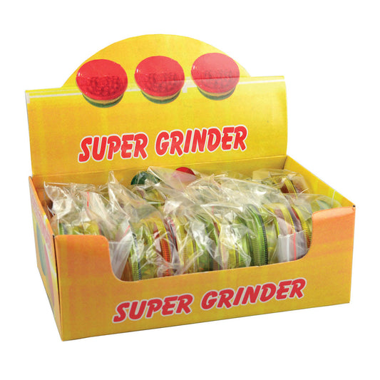 2.25" Plastic 3pc Rasta Color Grinders - 12pc Display