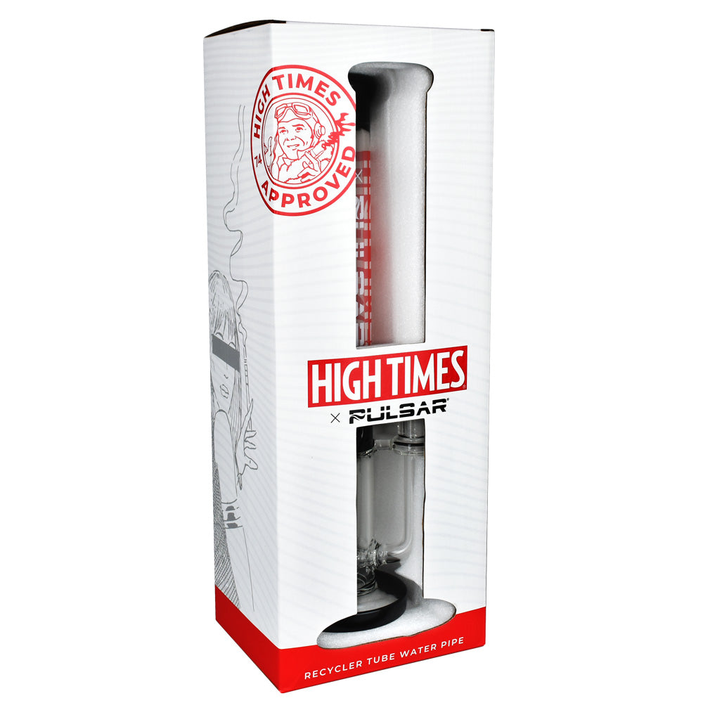 High Times x Pulsar Logo Straight Tube Recycler Water Pipe - 14.75" / 14mm F