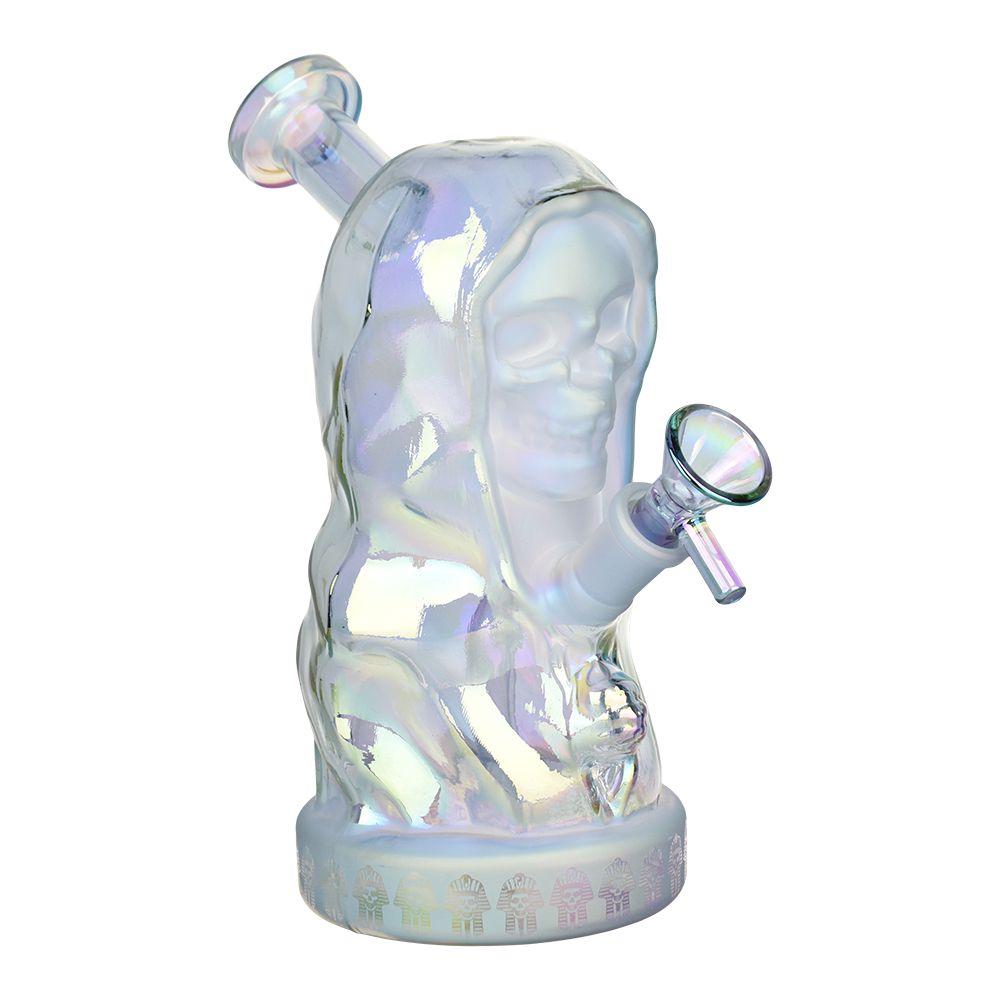 Hooded Skull Glass Water Pipe - 7.25" / 14mm F / Colors Vary