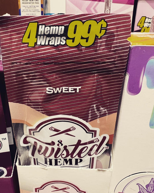 Twisted Hemp Organic Natural 4 Wraps Per Pack Sweet Flavor (3 Count)