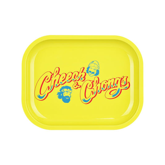 Cheech & Chong x Pulsar Mini Metal Rolling Tray - Yellow Logo / 7"x5.5"