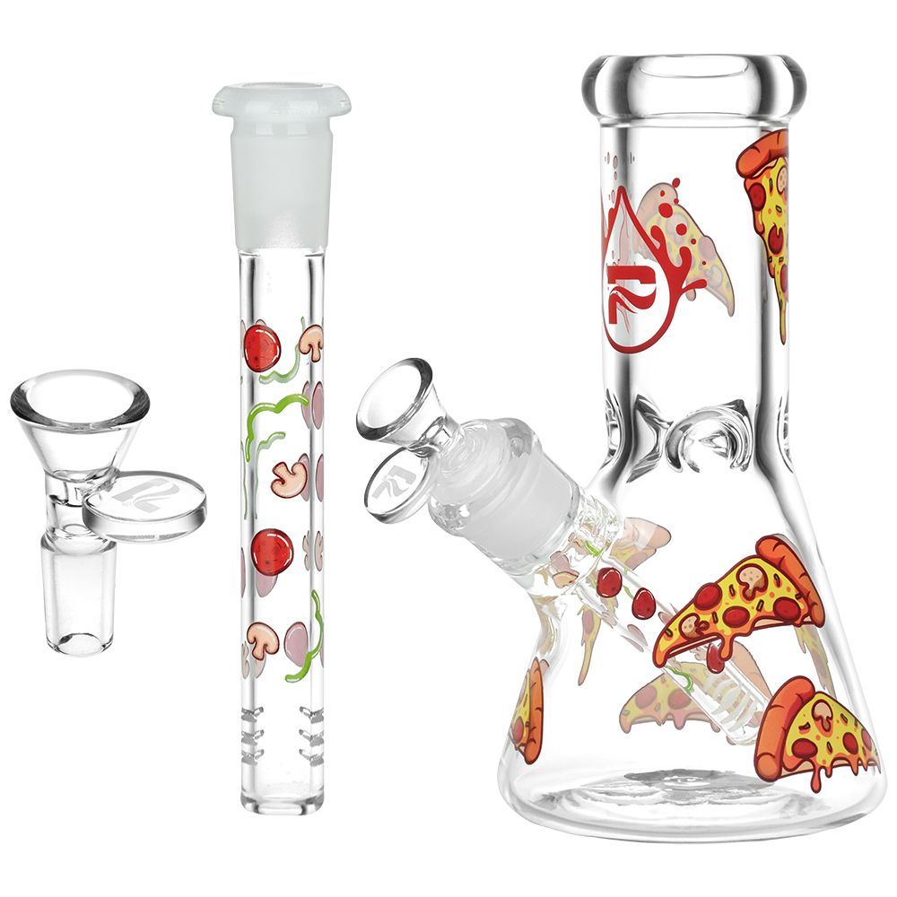 Pulsar Pizza Design Glass Beaker Water Pipe - 7.75" / 14mm F