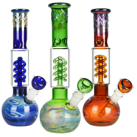 Milky Fade Water Pipe w/ Coil Perc - 11.75"/14mm F