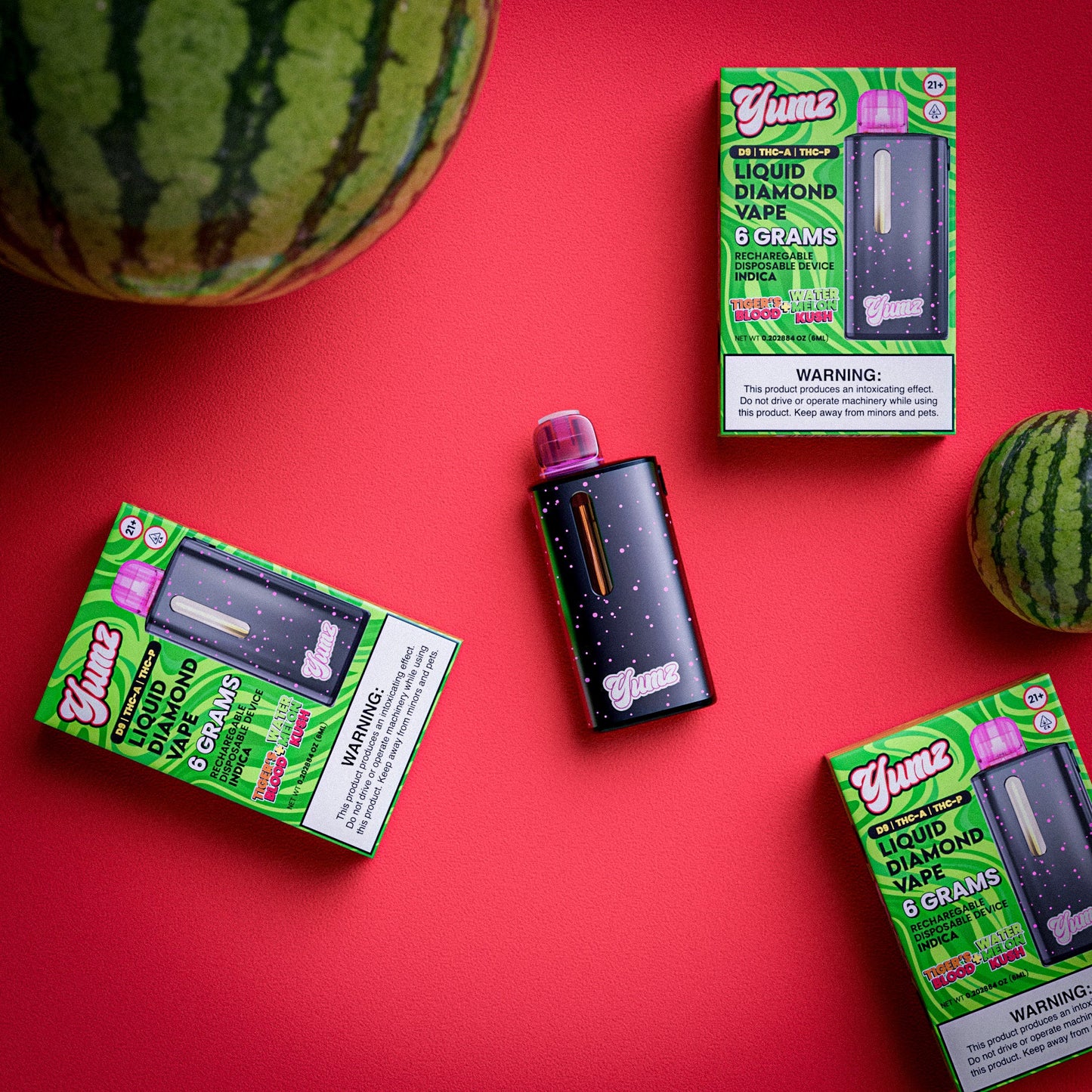 Yumz - Tigers Blood + Watermelon Kush - Indica - THC Disposable Vape ( 6 Grams ) ( D9 + THC-A + THC-P )