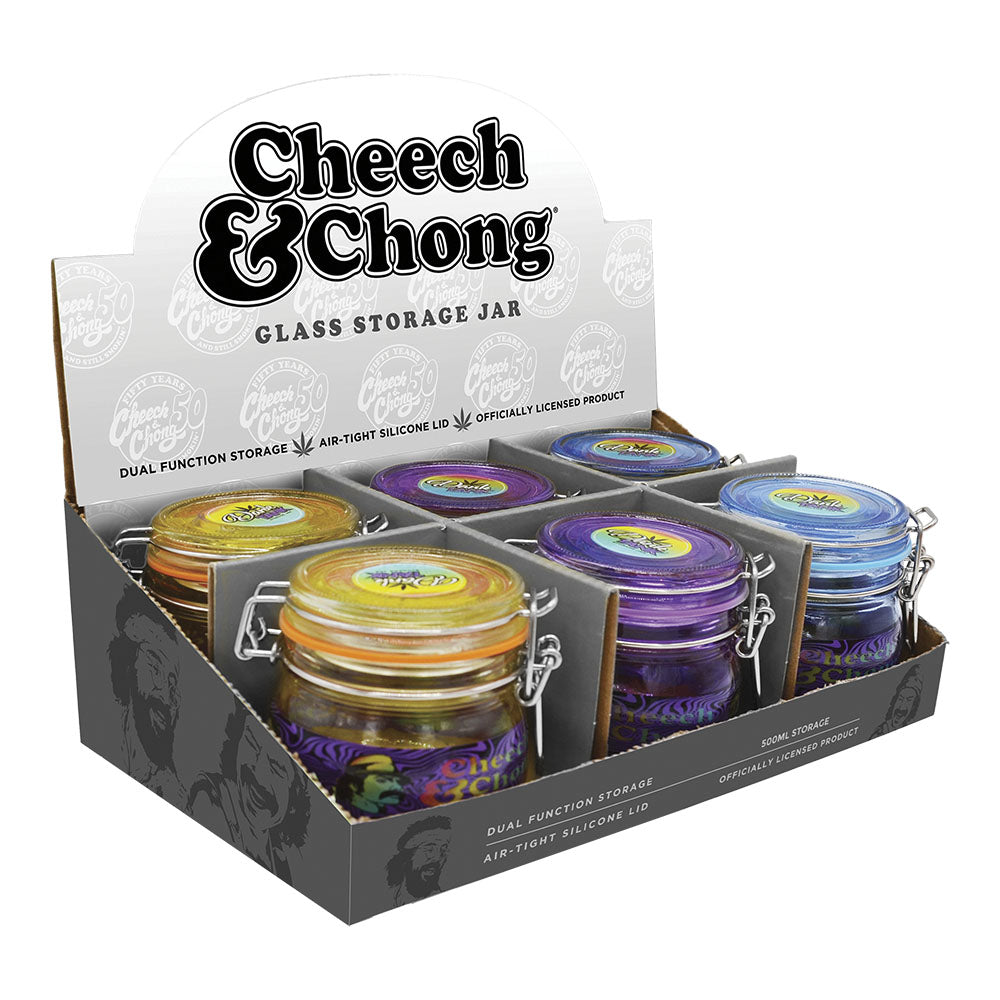 6PC DISP - Cheech & Chong Dank Tank Airtight Glass Jar - 150mL/Asst Colors