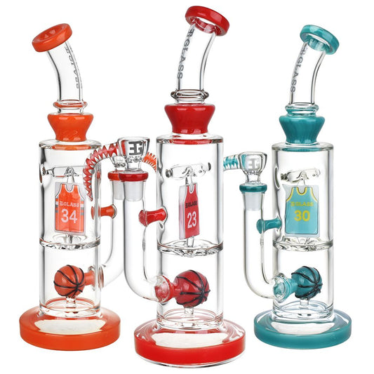 EG Glass Basketball Glass Water Pipe - 11" / 14mm F / Colors Vary