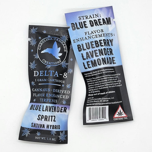 Delta 8 Cartridge 1g - Blue Lavender Spritz (Sativa Hybrid)