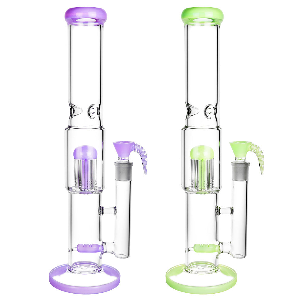 Multi Perc Water Pipe w/ Horned Bowl- 16"/19mm F/Colors Vary