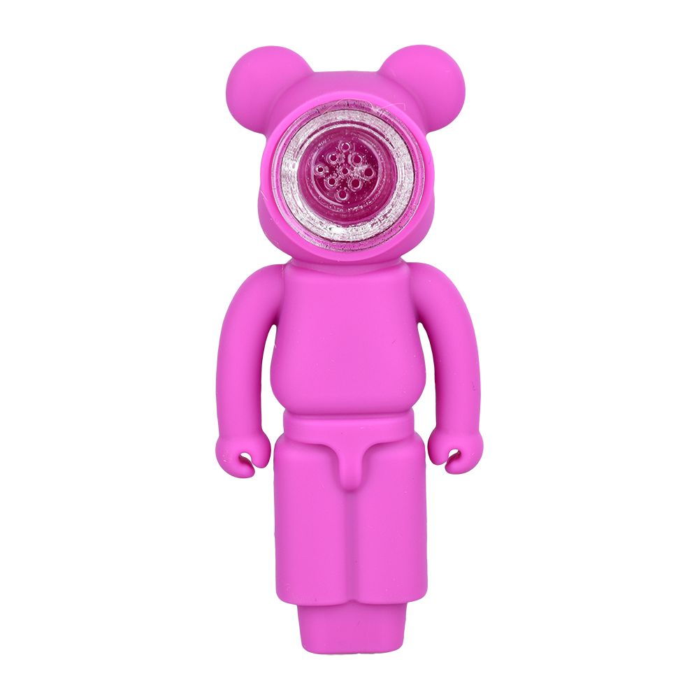 Bear Silicone Hand Pipe - 4.5"/ 6 ct