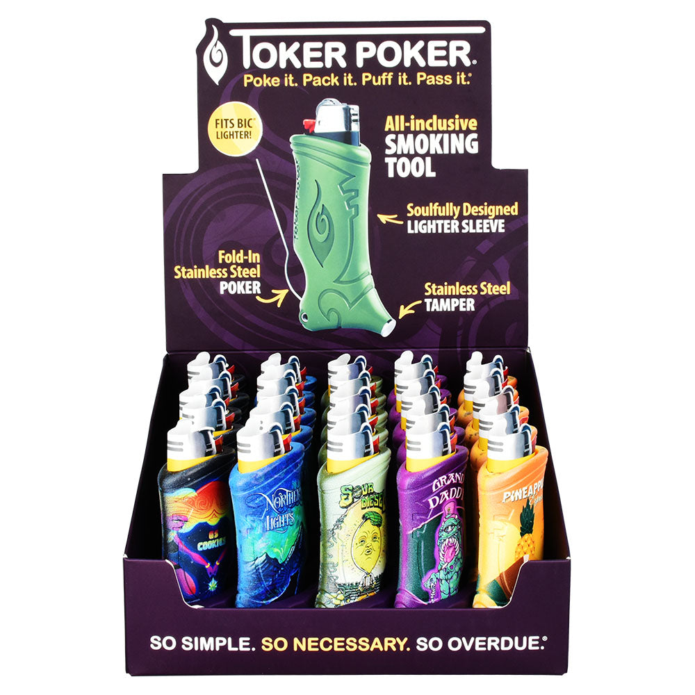 25PC DISPLAY - Toker Poker Lighter Sleeve - 420 Nugs/Asst